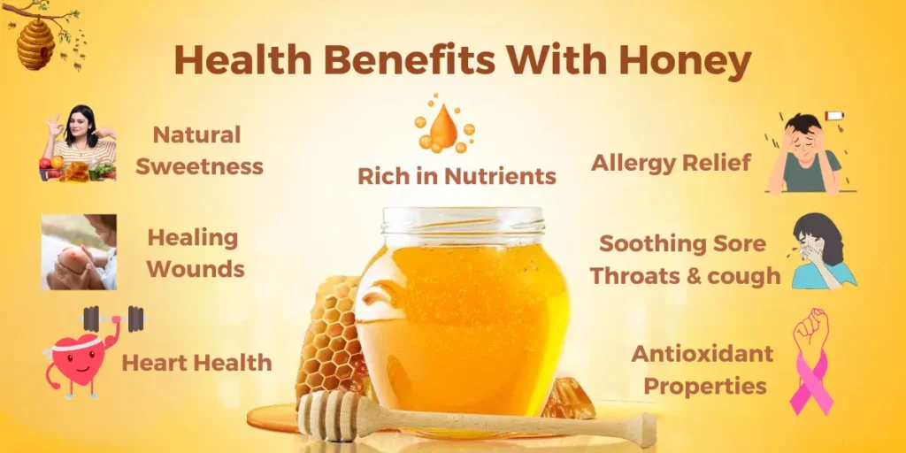 Jar of natural pure honey on a wooden table in nature