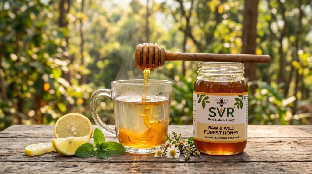 raw honey with warm water